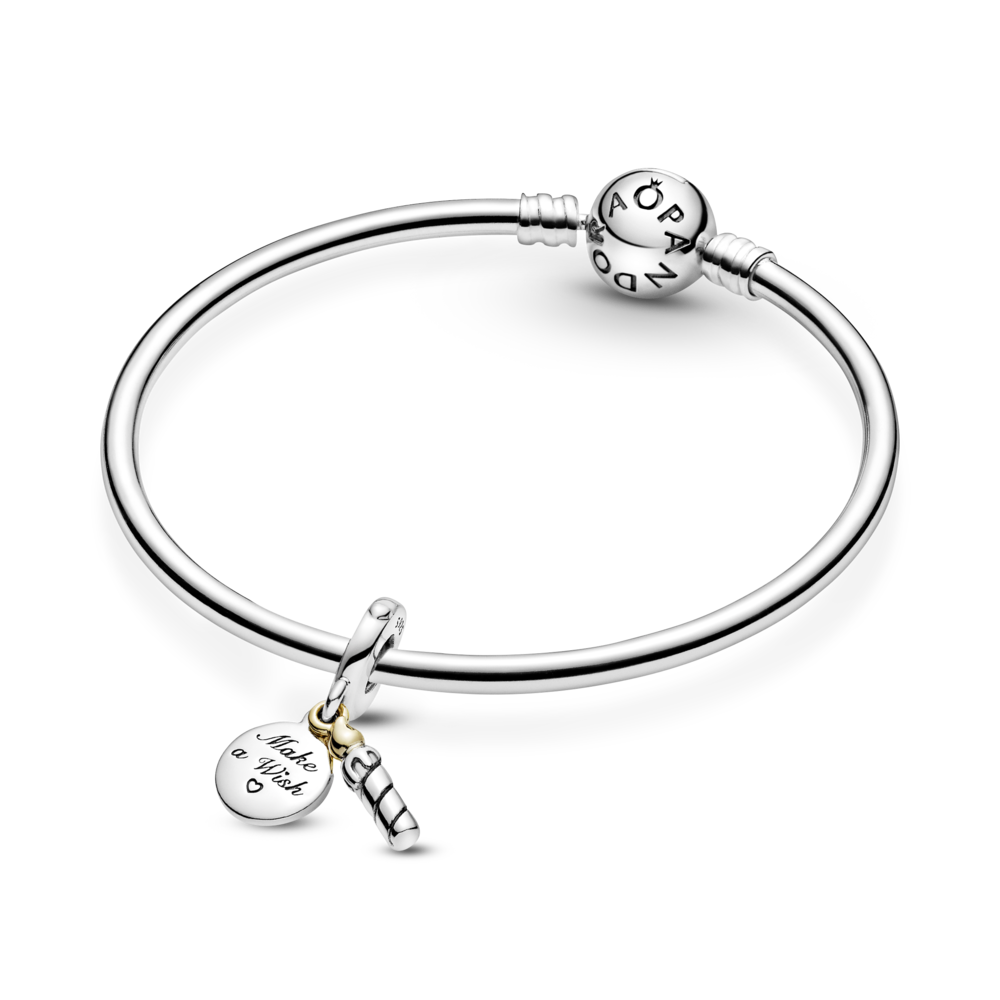 Birthday candle and disc sterling silver and 14k gold dangle