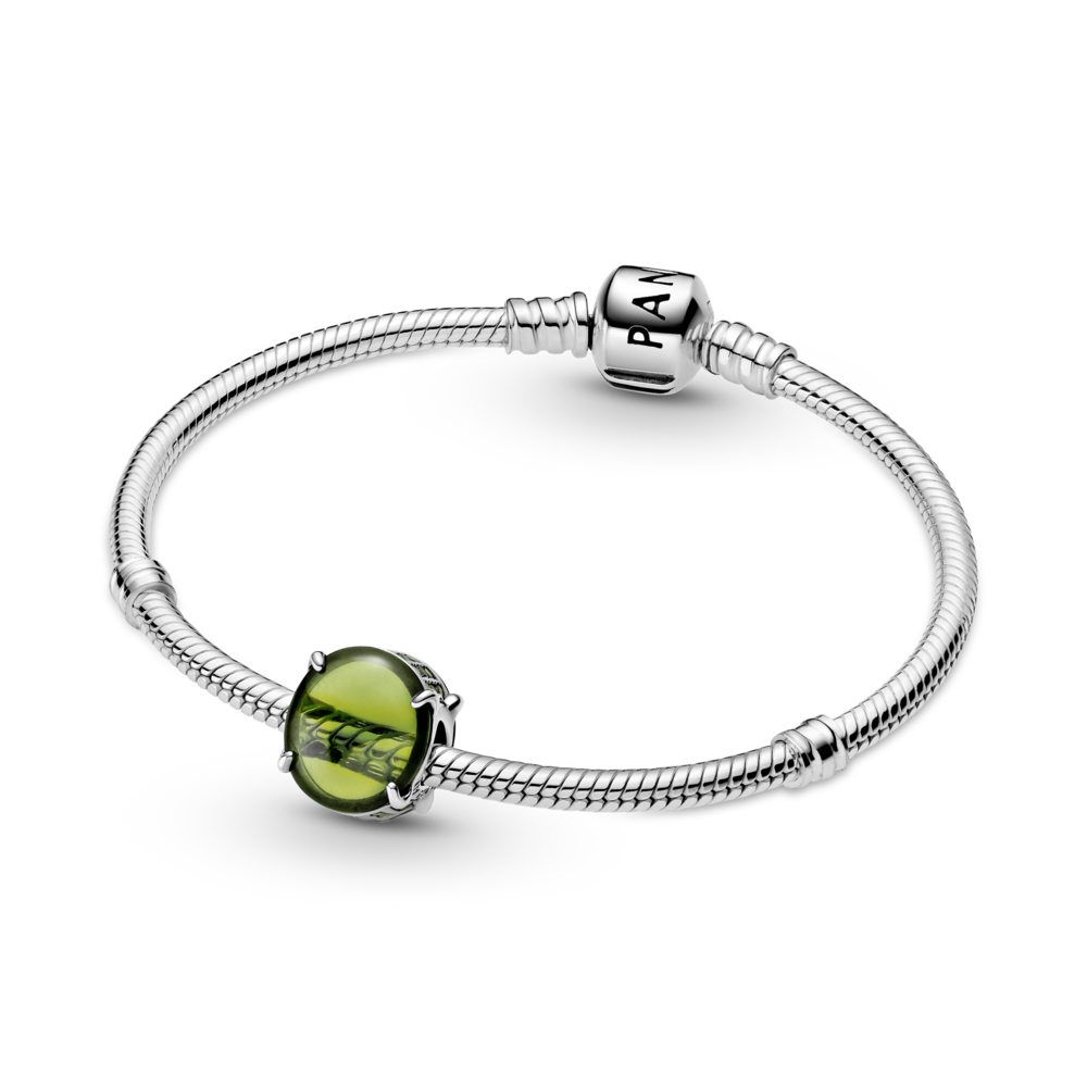Sterling silver charm with light green and kiwi limegreen crystal