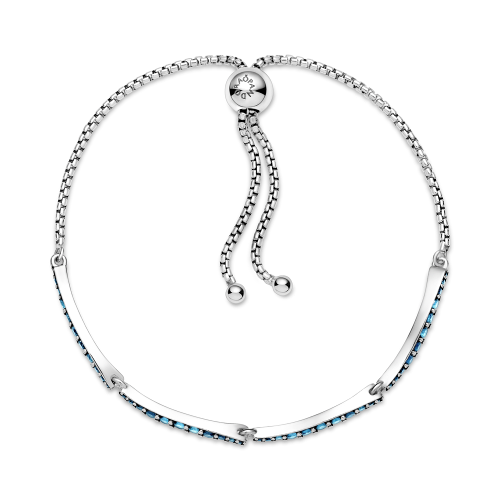 Wavy sterling silver slider bracelet with icy green crystal