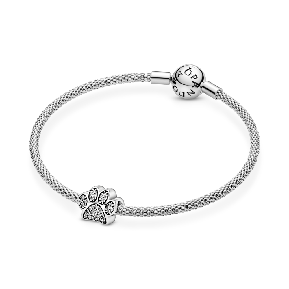 Paw silver charm with CZ