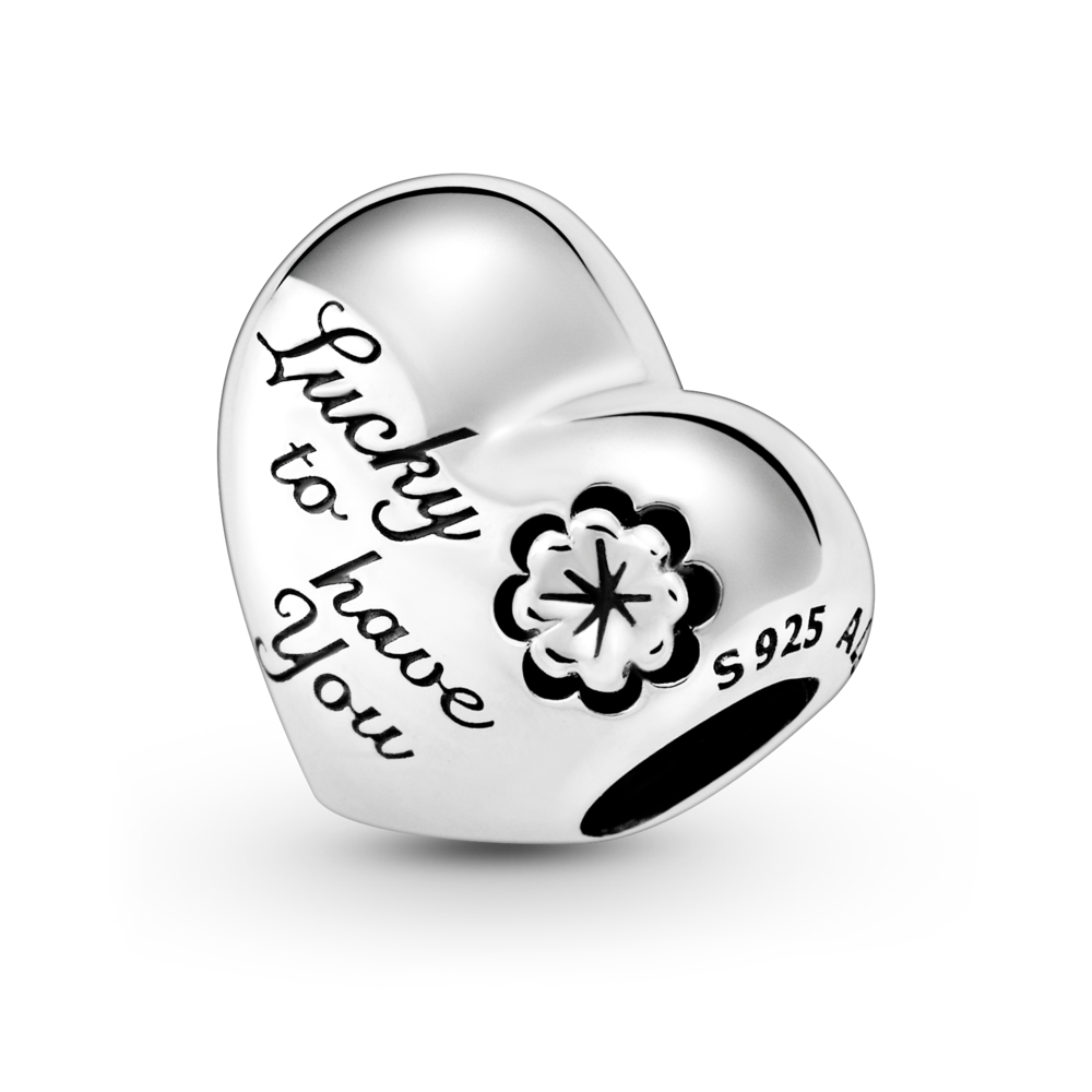 Mum, clover and heart sterling silver charm