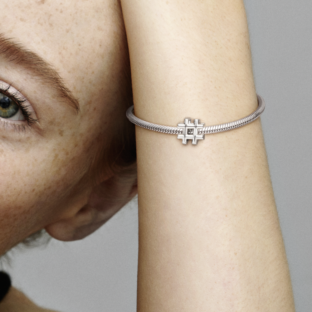 Charm bạc biểu tượng hashtag