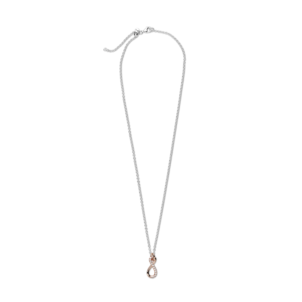Infinity 14k rose gold-plated and sterling silver collier necklace with CZ