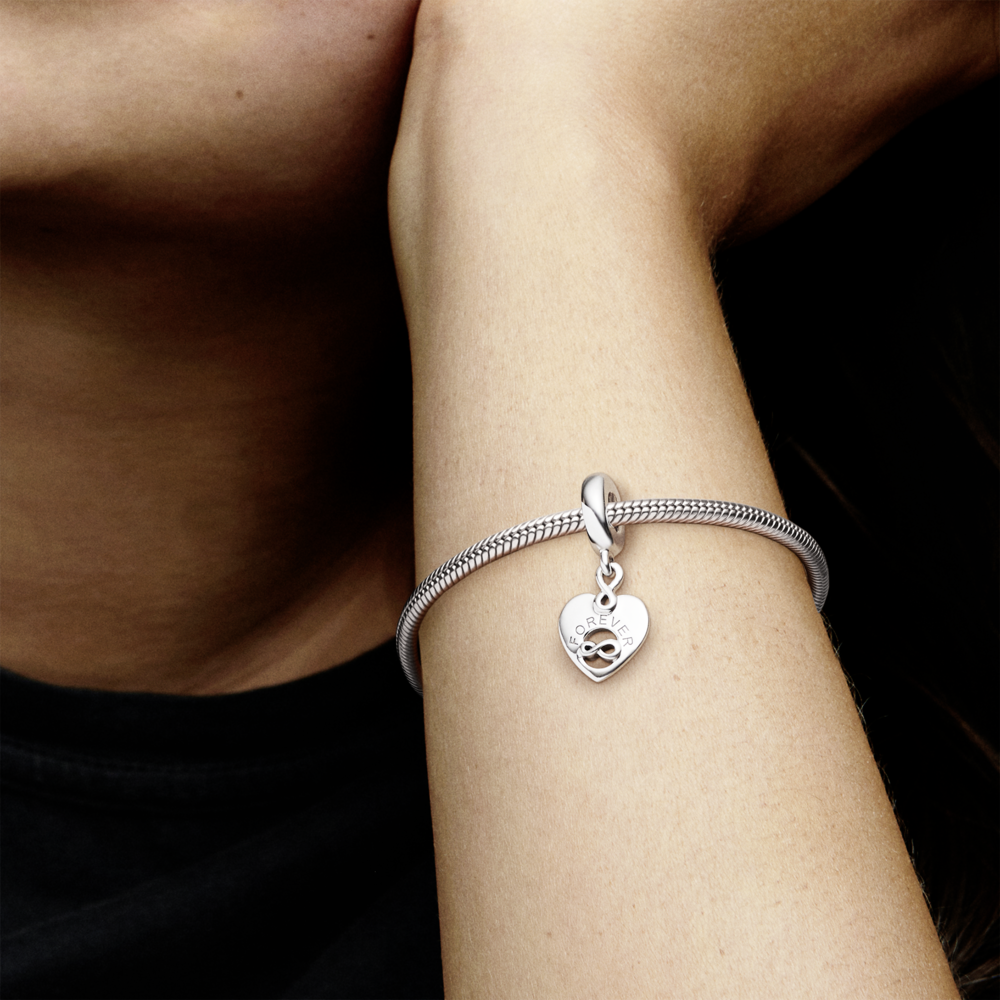 Friends and infinity heart sterling silver dangle with CZ