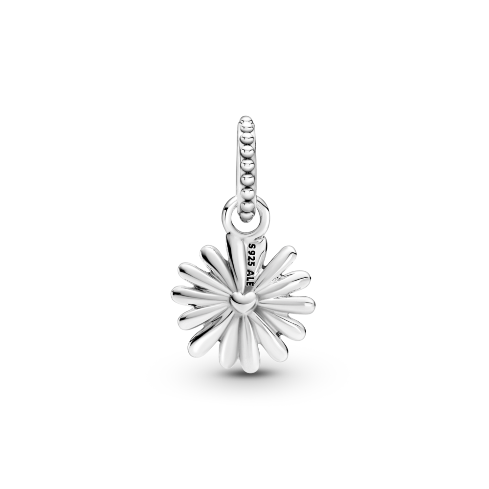 Daisy sterling silver dangle with CZ and shaded purple enamel
