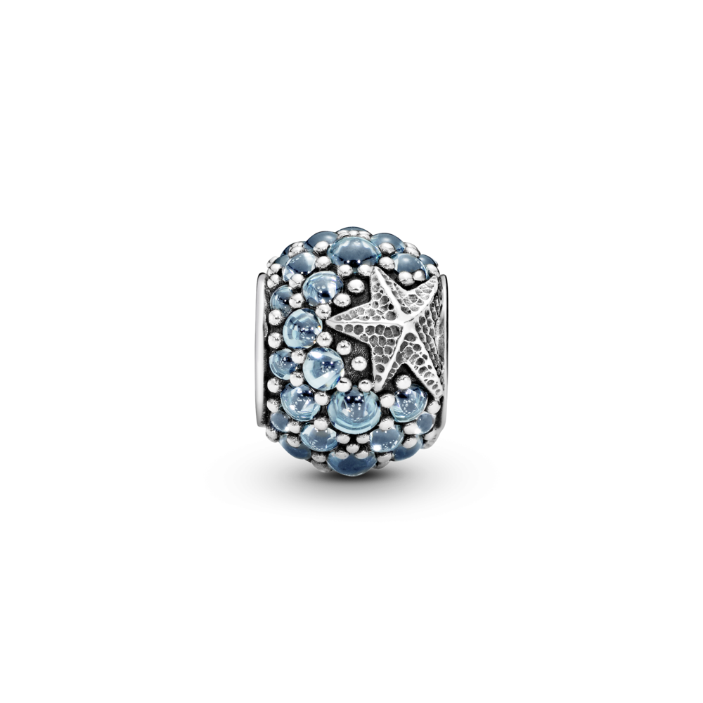 Starfish silver charm with frosty mint CZ