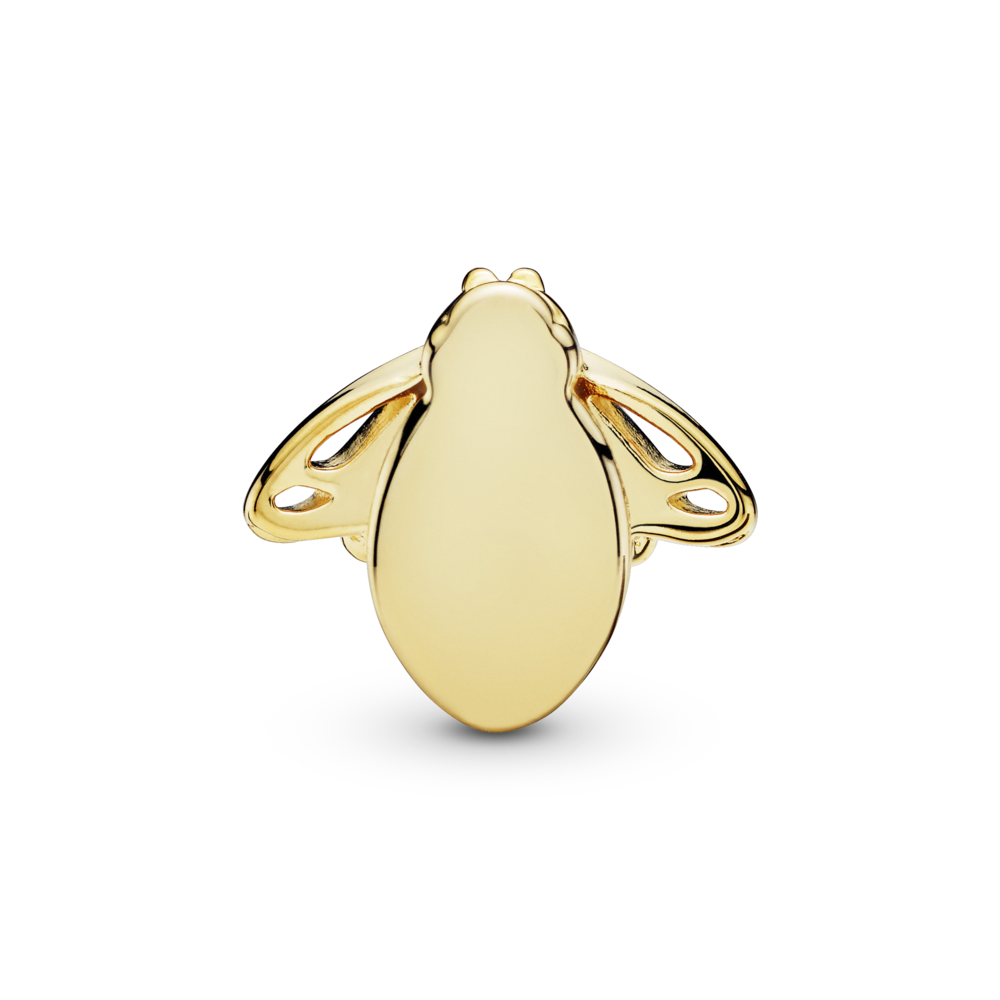 Pandora Reflexions bee clip charm in 14k gold-plated with CZ and black enamel