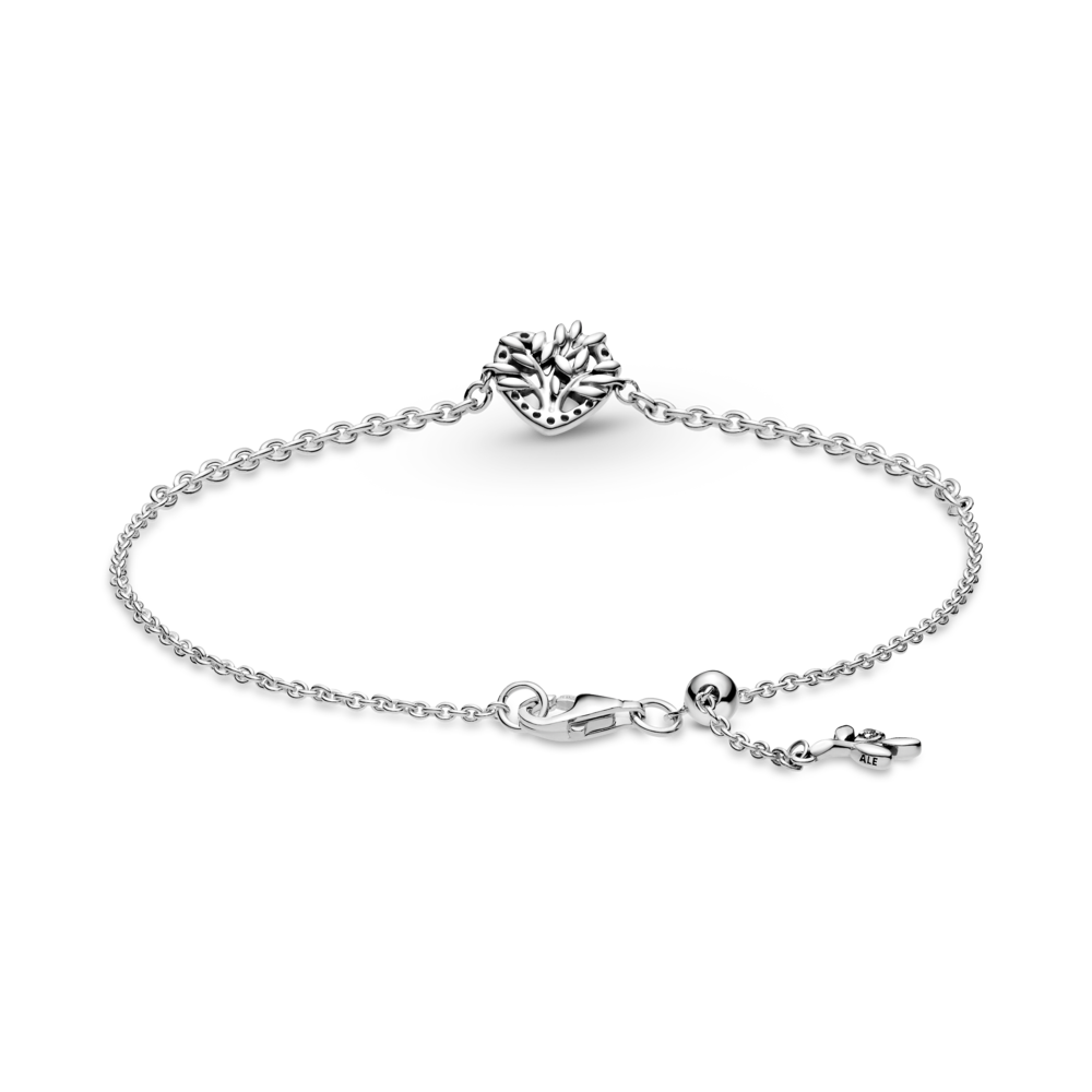 Family tree sterling silver bracelet with CZ