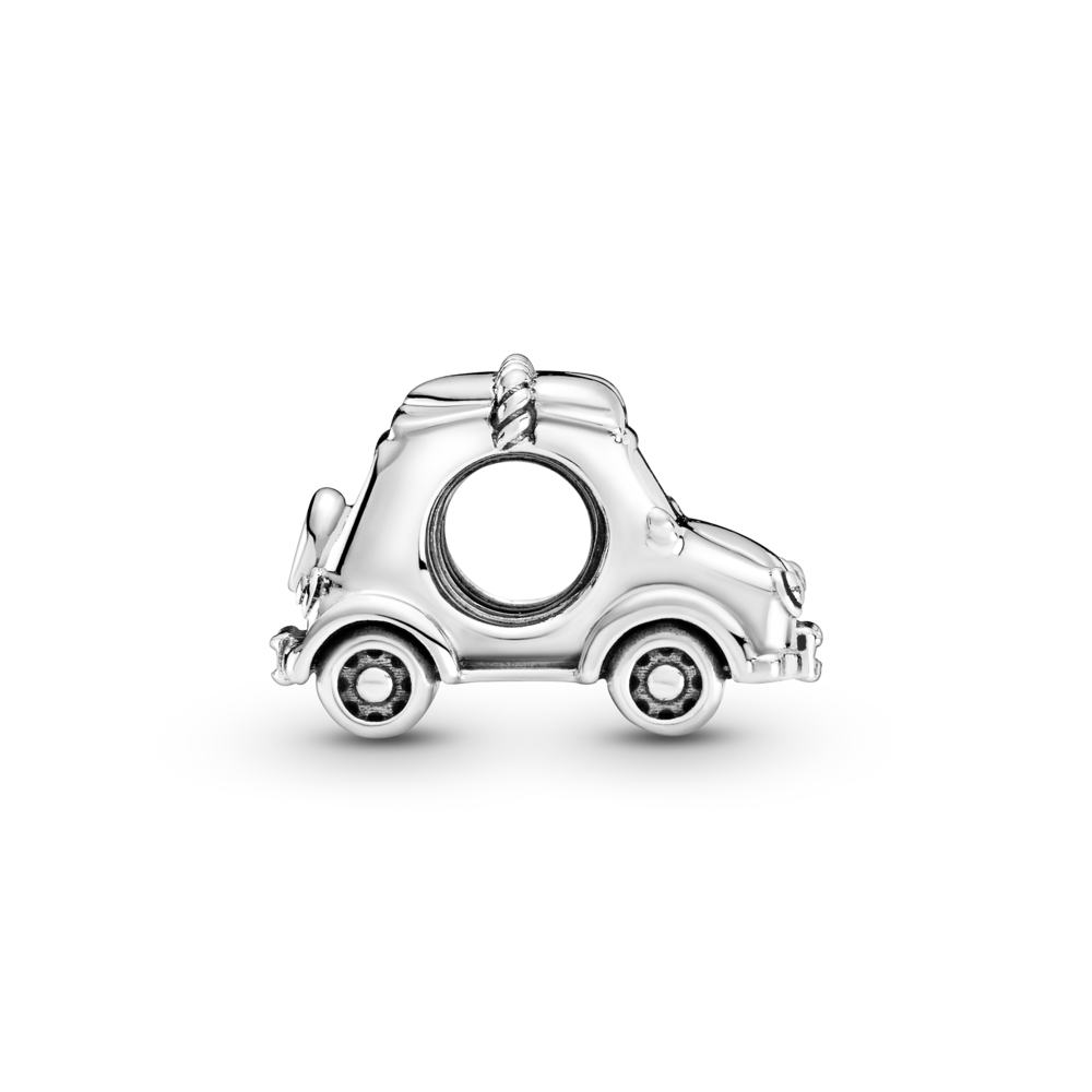 Car sterling silver charm with red enamel