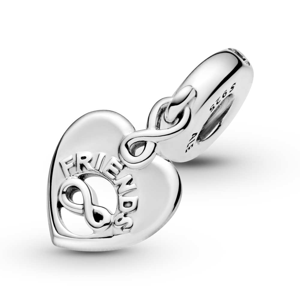 Friends and infinity heart sterling silver dangle with CZ