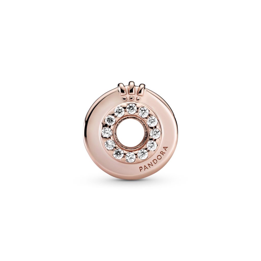 Crown O 14k rose gold-plated charm with CZ