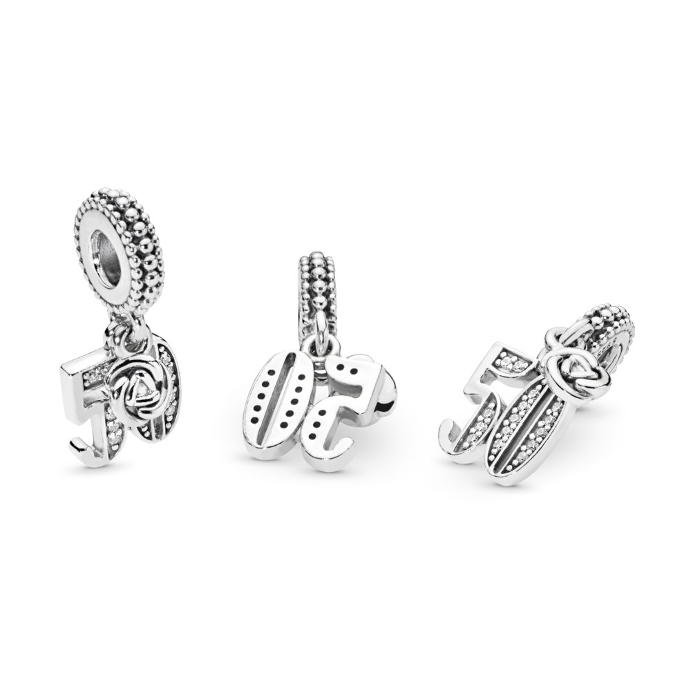 50 silver dangle with CZ
