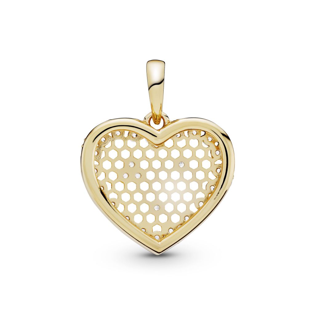 Heart 14k gold-plated pendant with CZ