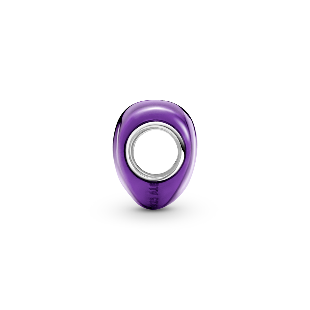 Heart sterling silver charm with purple enamel