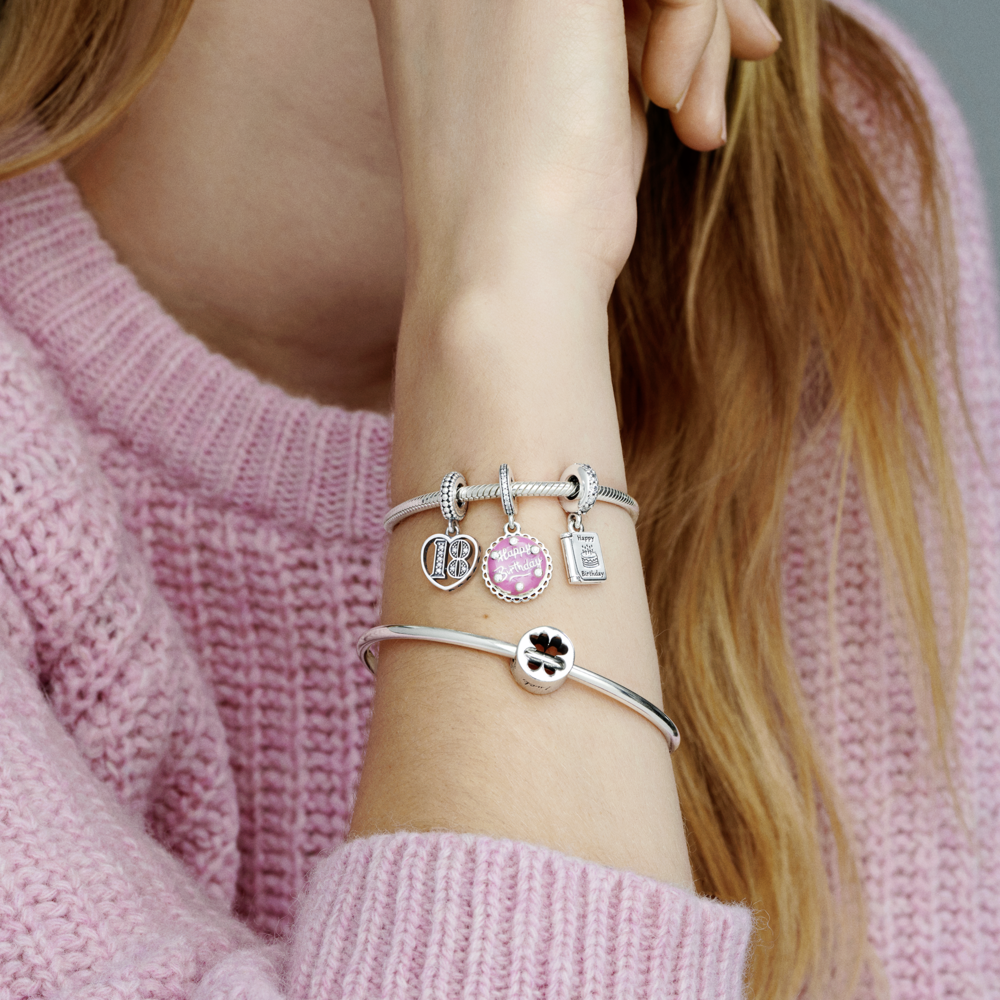 Charm bạc hình cỏ ba lá