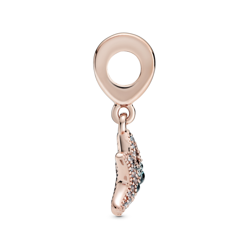 Starfish Pandora Rose dangle with icy blue and ice green crystal