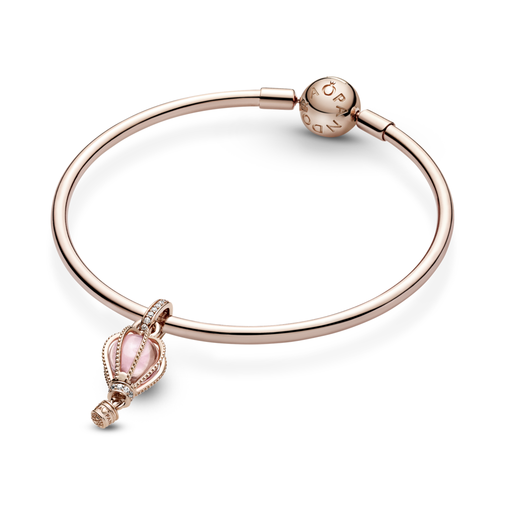 Hot air ballon Pandora Rose dangle with fairy tale pink crystal and CZ