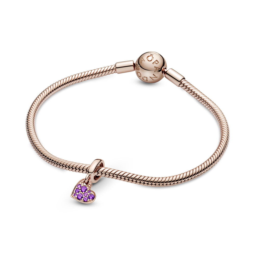 Heart 14k rose gold-plated dangle with royal purple crystal