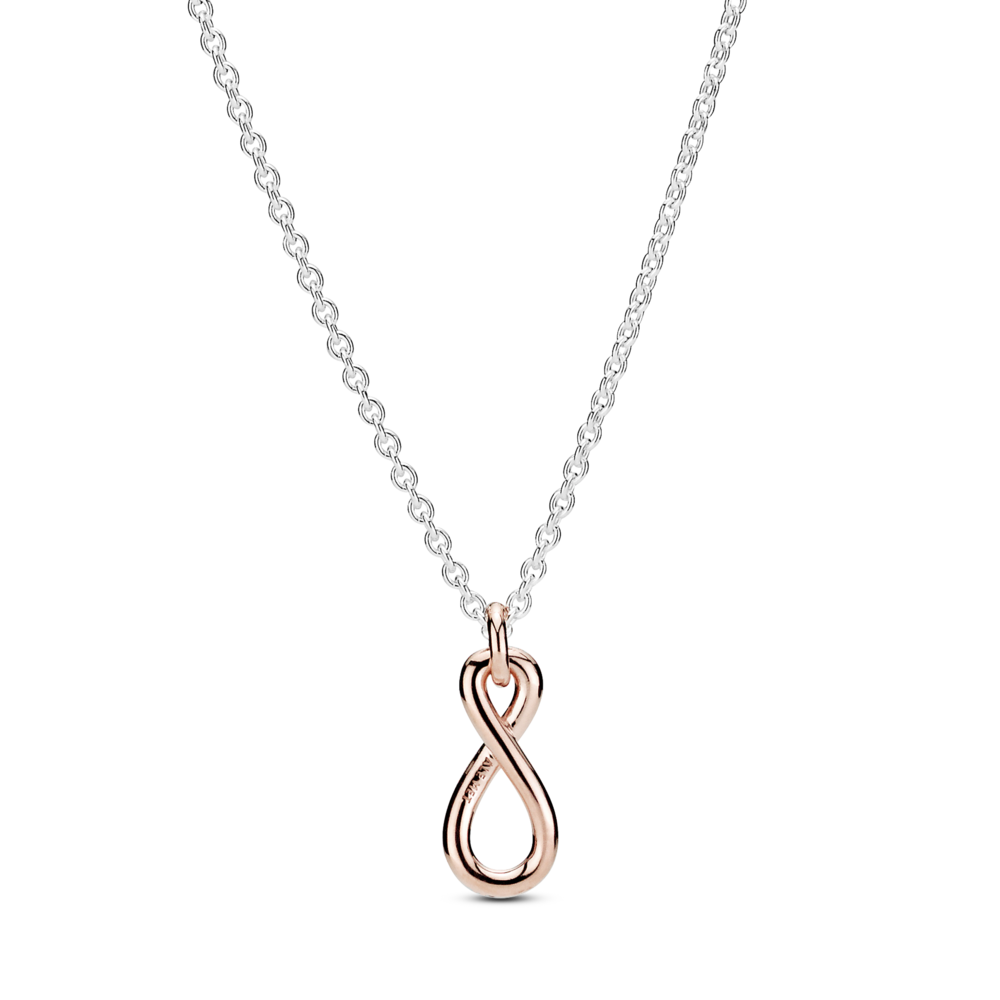 Infinity 14k rose gold-plated and sterling silver collier necklace with CZ