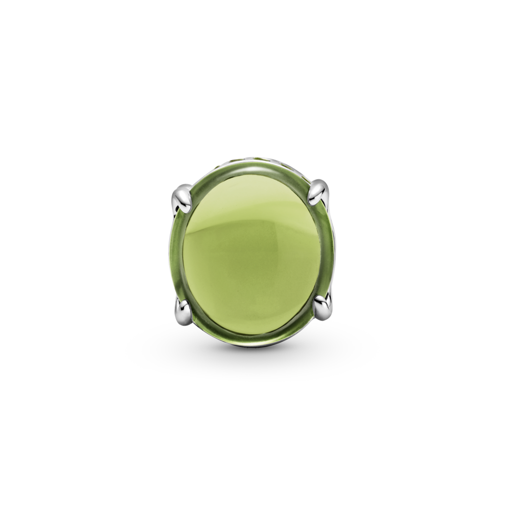 Sterling silver charm with light green and kiwi limegreen crystal