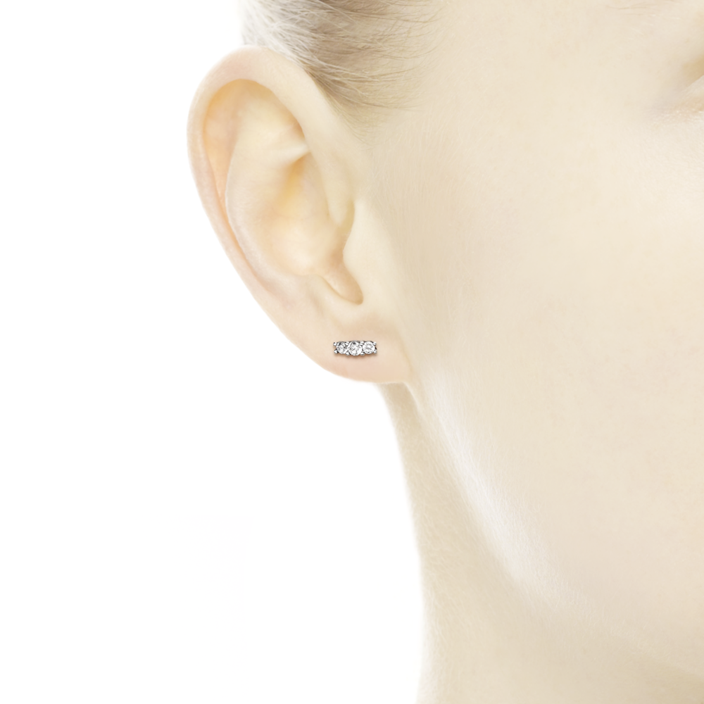 Silver stud earrings with CZ