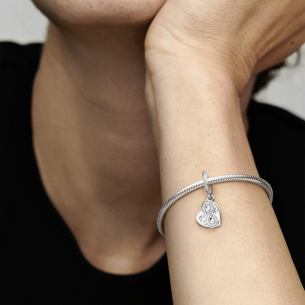Forever friends heart silver dangle with CZ
