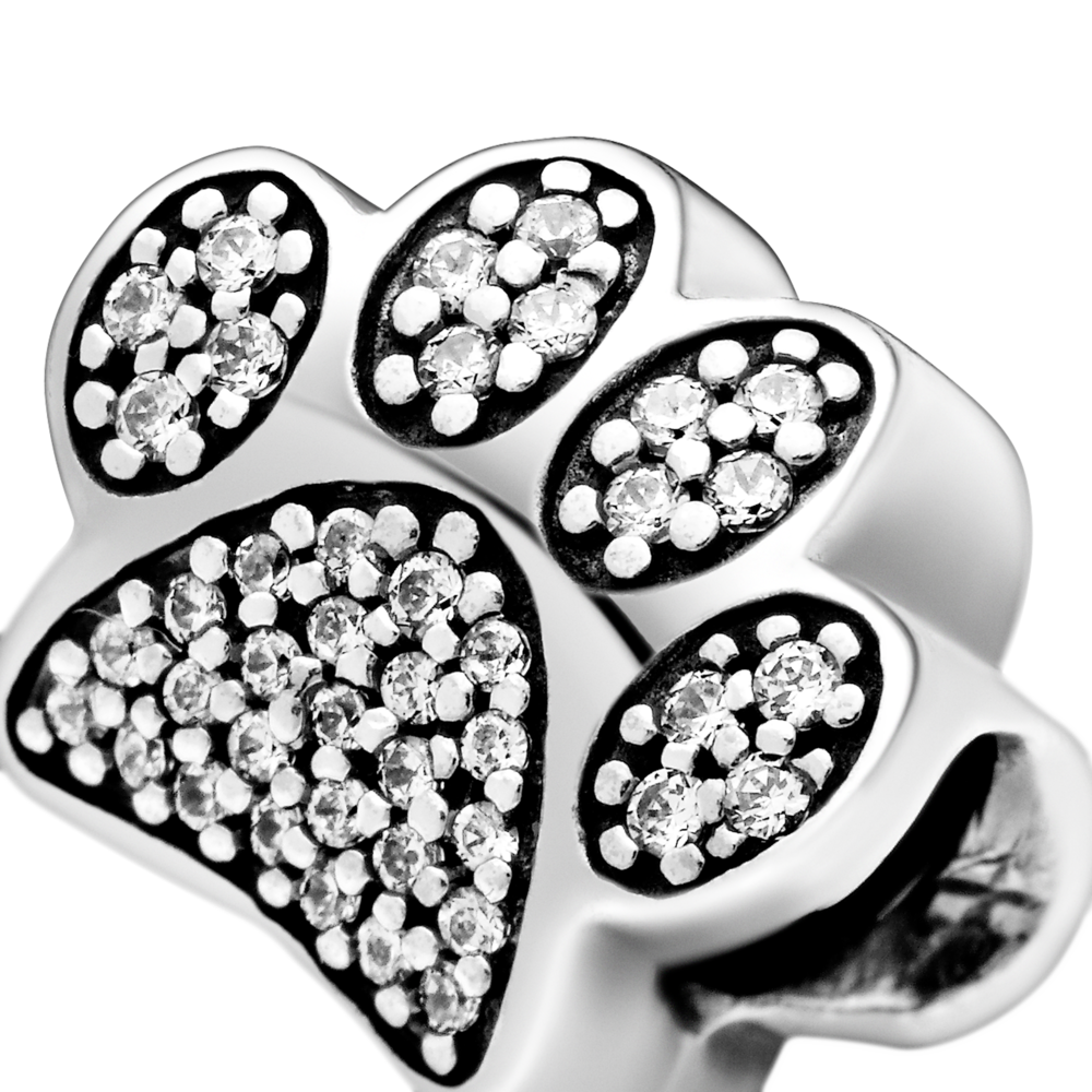 Paw silver charm with CZ