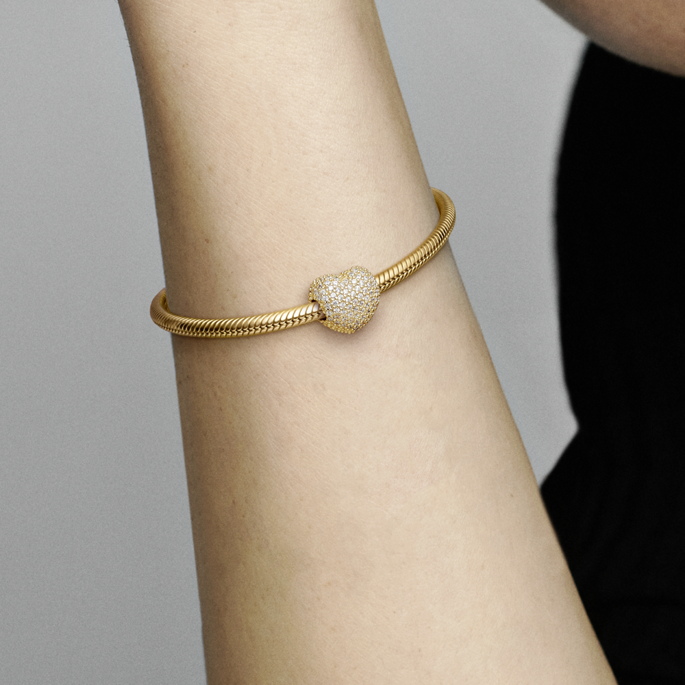 Heart pave gold 14k gold-plated clip with CZ