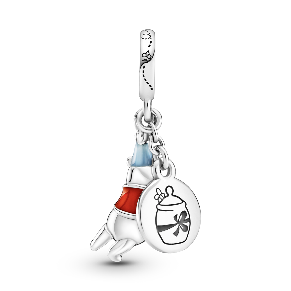 Disney Winnie the Pooh sterling silver dangle with red and blue enamel