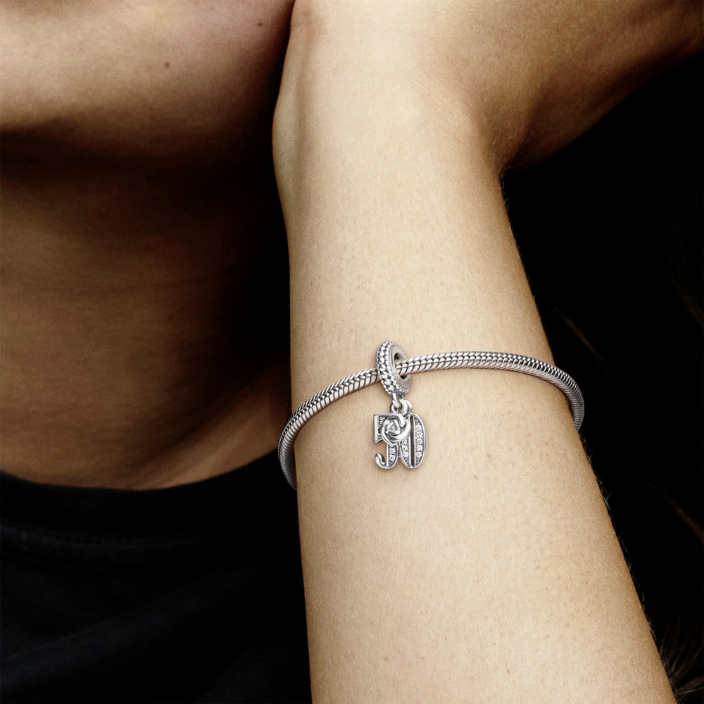 50 silver dangle with CZ