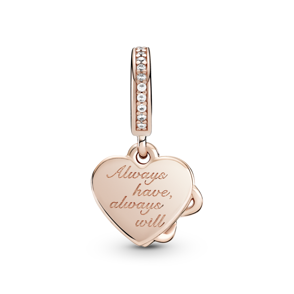 Heart and infinity 14k rose gold-plated dangle with CZ