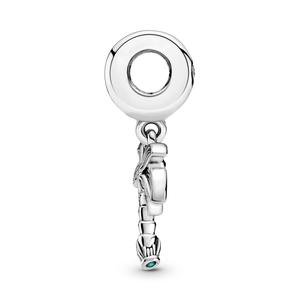 Palm tree sterling silver dangle with CZ, lake green and royal green crystal