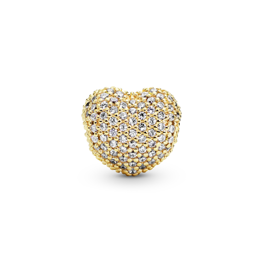 Heart pave gold 14k gold-plated clip with CZ