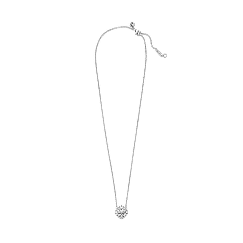 Rose flower sterling silver collier with CZ