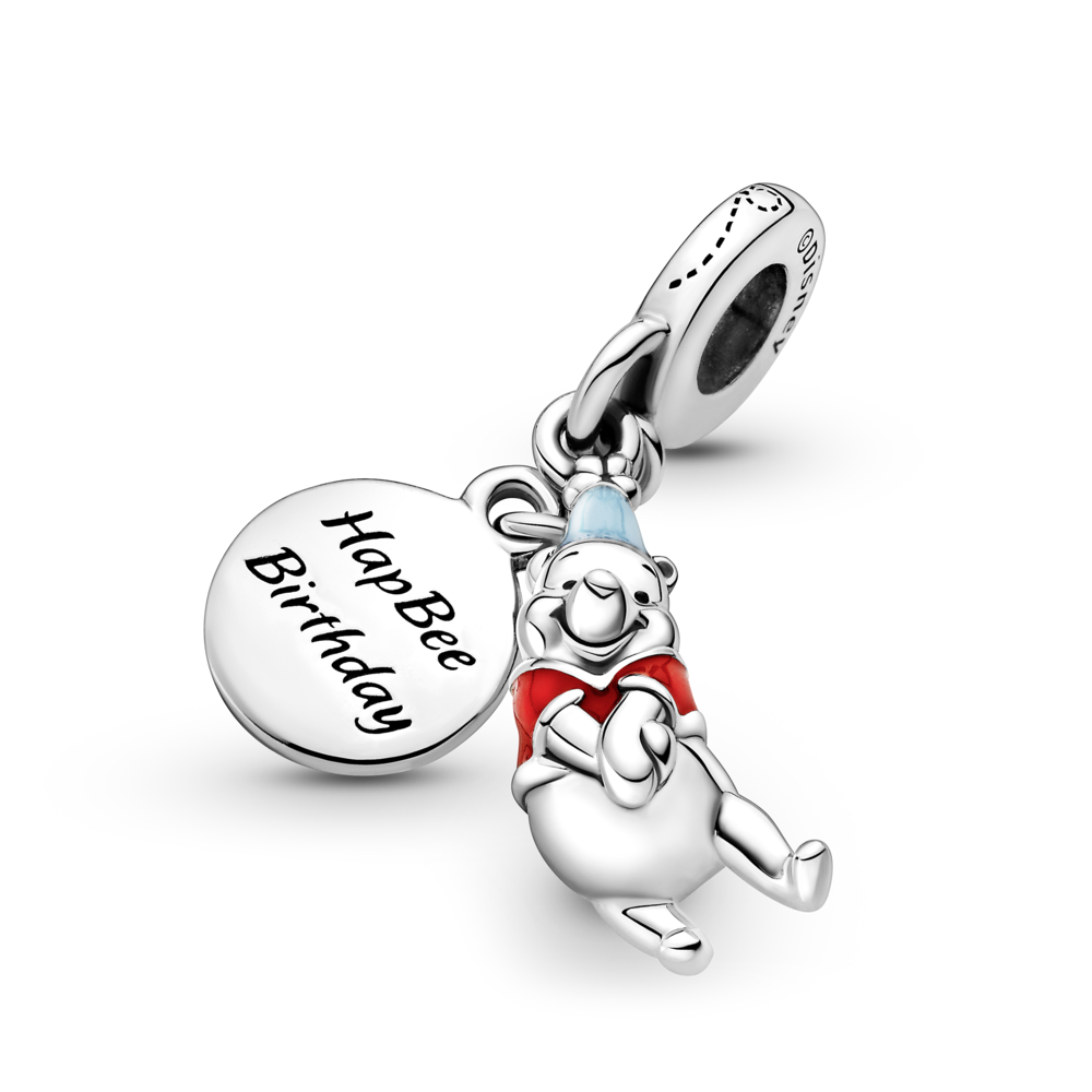 Disney Winnie the Pooh sterling silver dangle with red and blue enamel