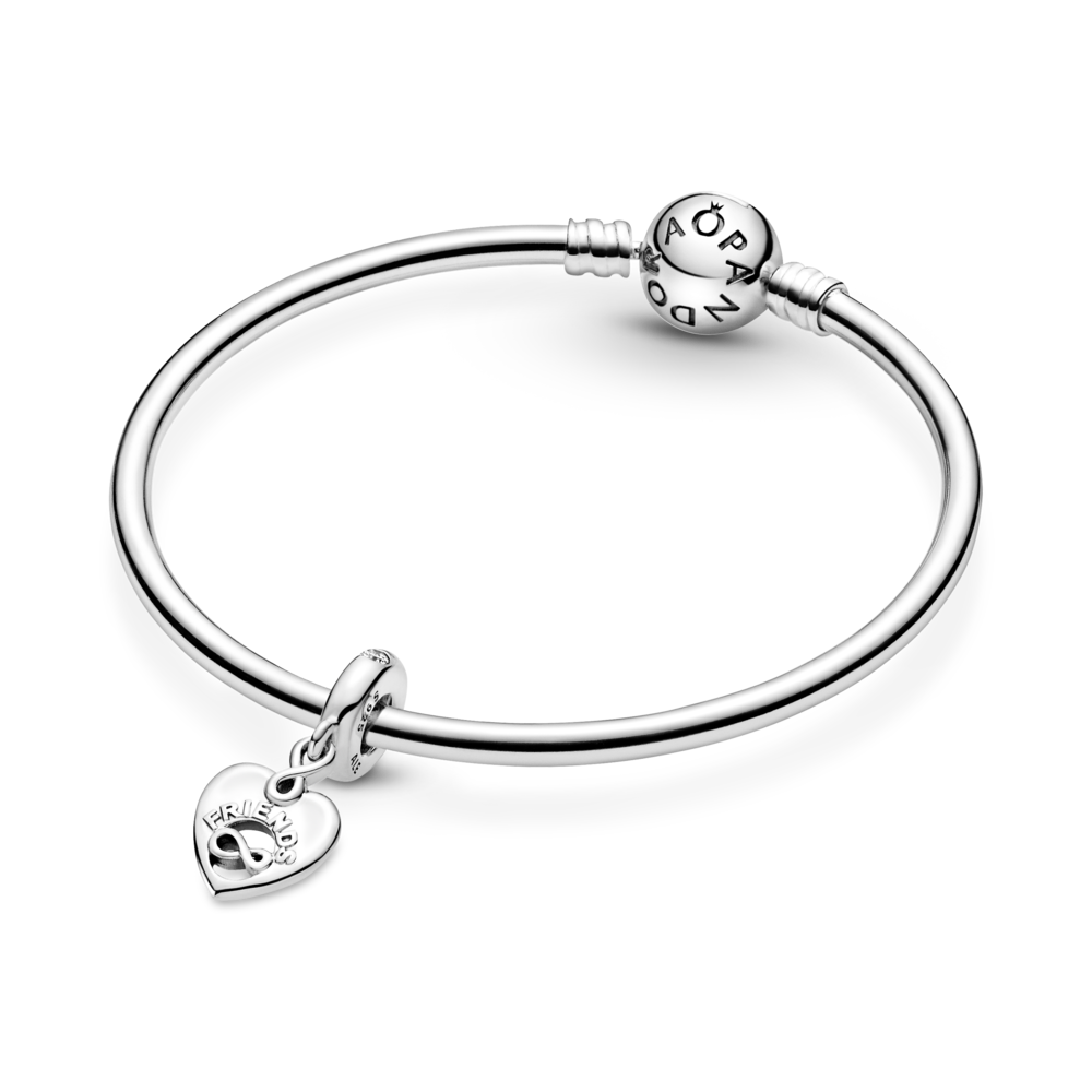 Friends and infinity heart sterling silver dangle with CZ