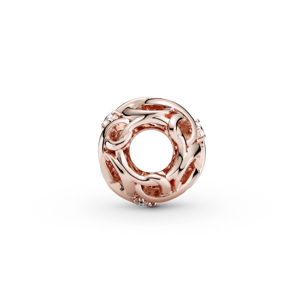 Infinity 14k rose gold-plated charm with CZ