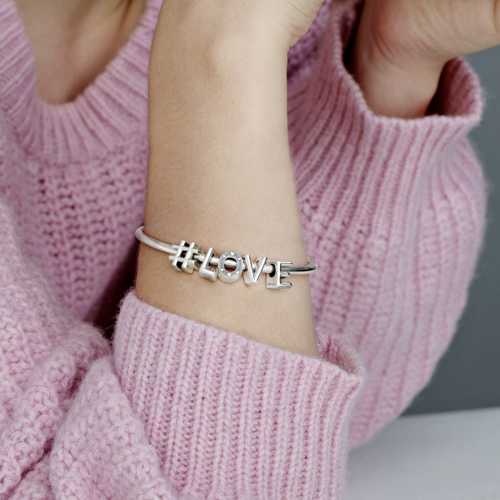 Charm bạc biểu tượng hashtag