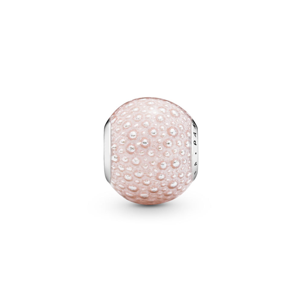 Silver charm with pink enamel