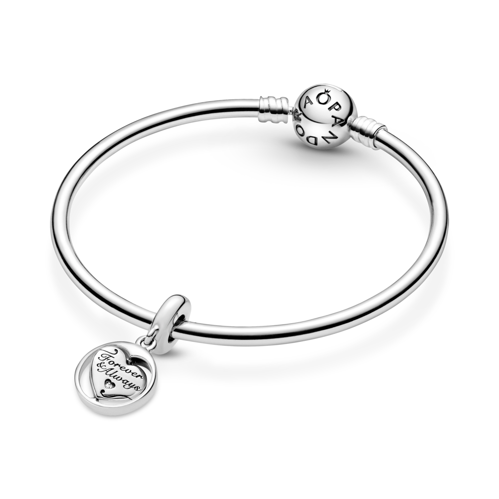 Heart sterling silver spinning dangle with CZ