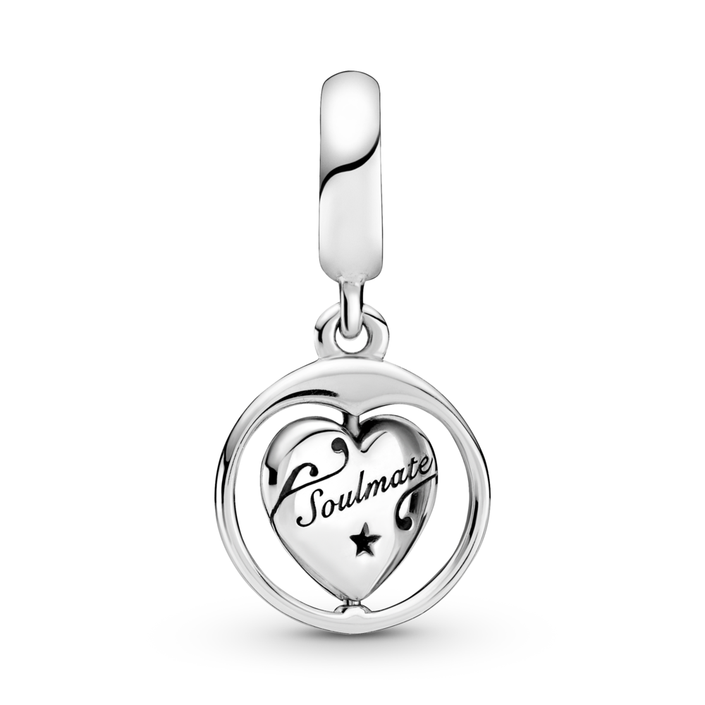 Heart sterling silver spinning dangle with CZ