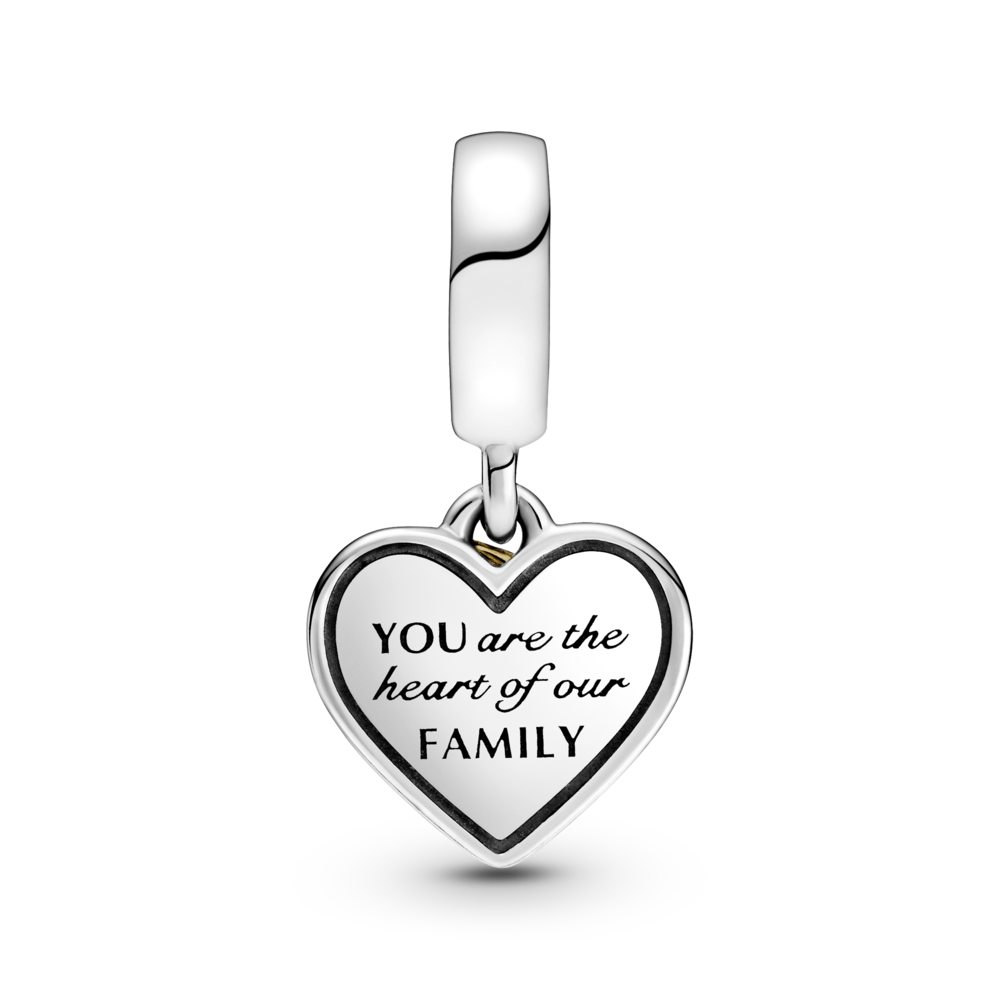 Mum heart and family tree sterling silver and 14k gold dangle