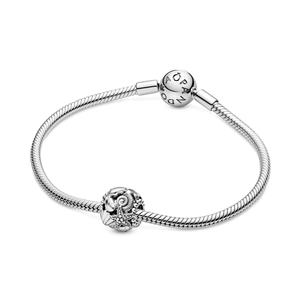 Shell and starfish sterling silver charm