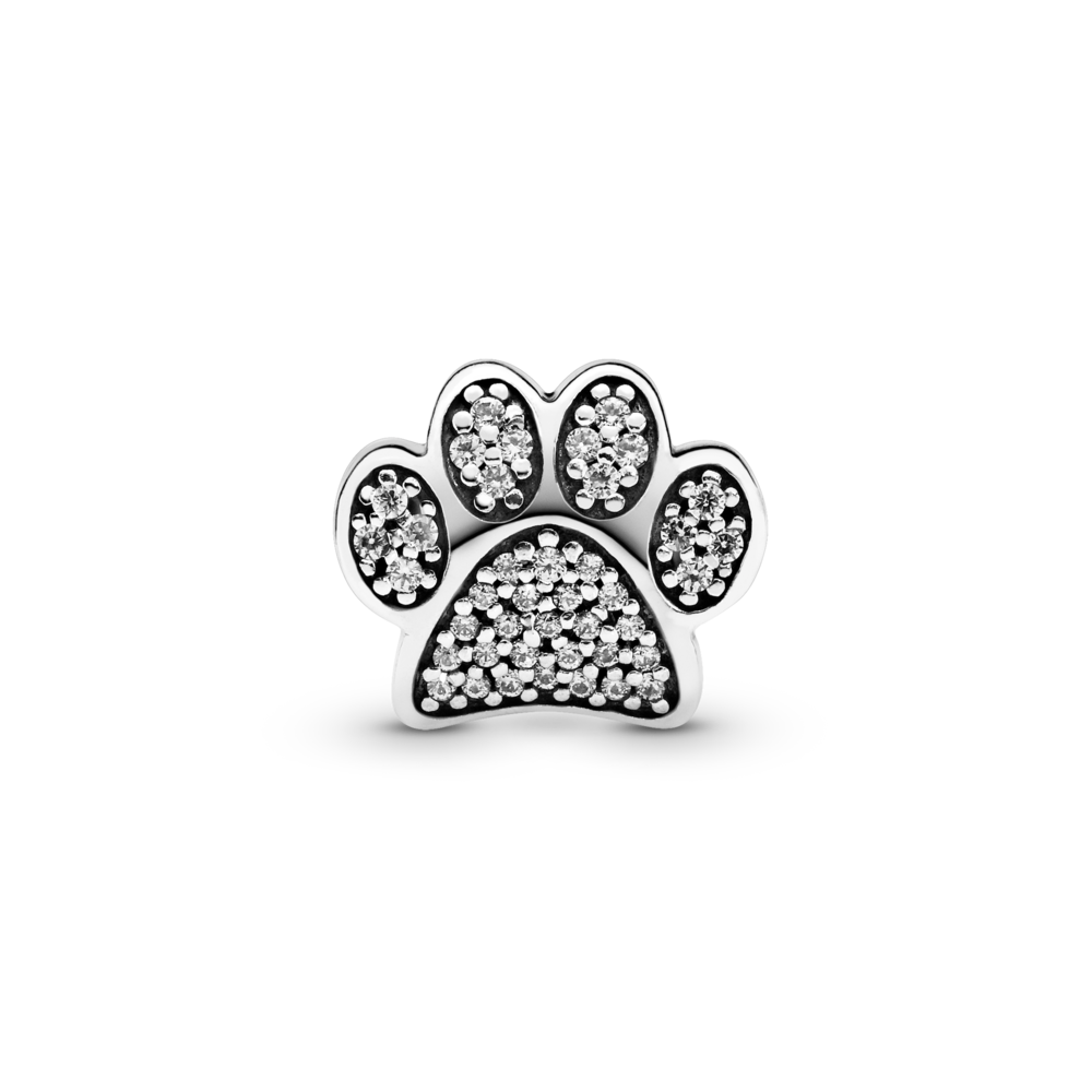Paw silver charm with CZ