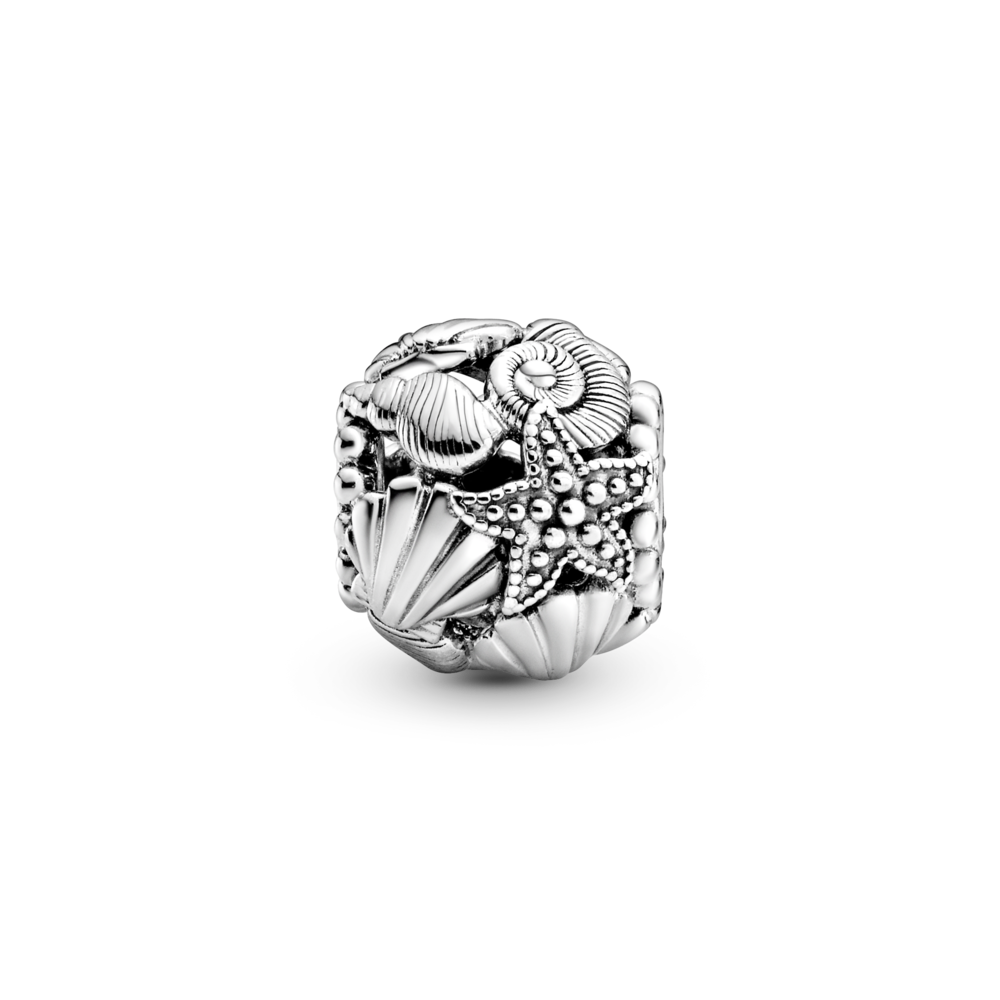 Shell and starfish sterling silver charm