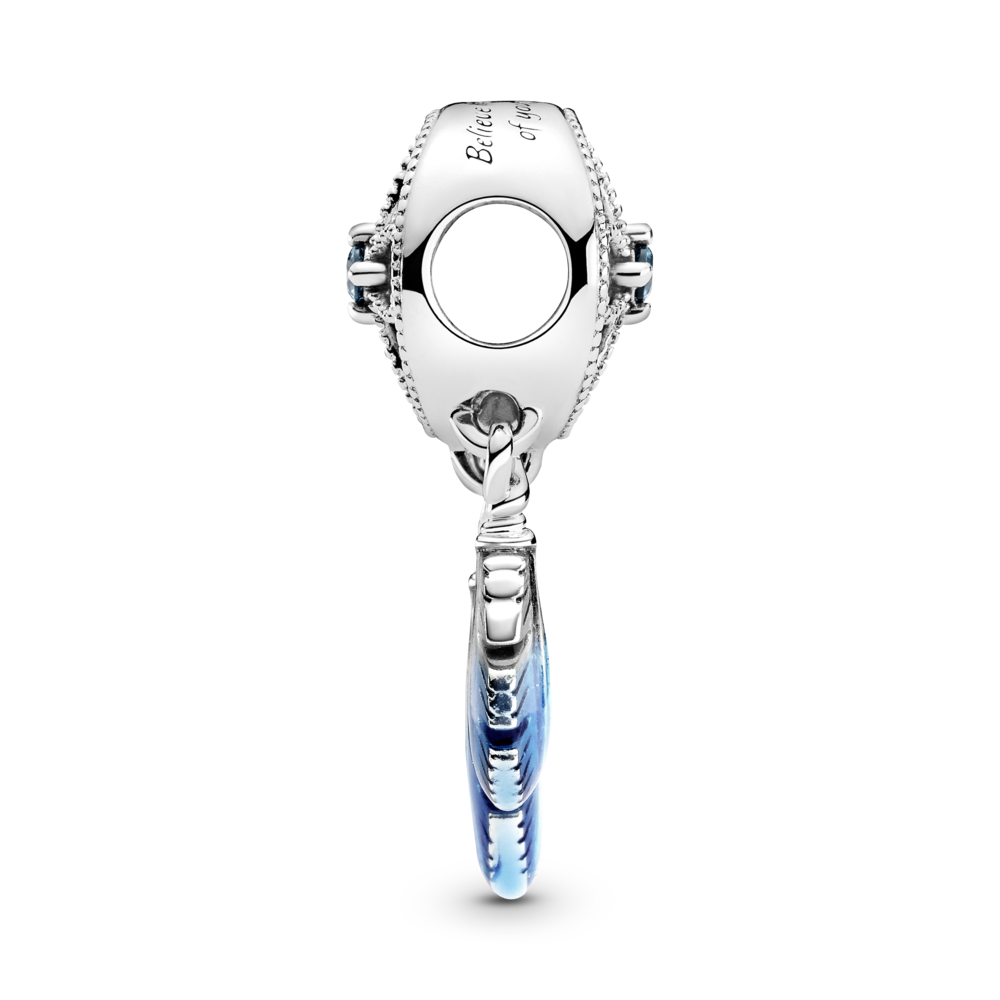 Dreamcather sterling silver charm with fancy blue CZ and transparent blue enamel