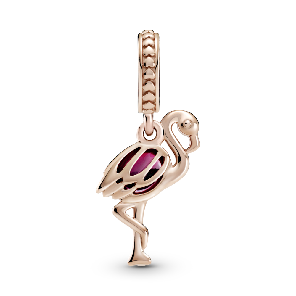 Flamingo Pandora Rose dangle with pink Murano glass