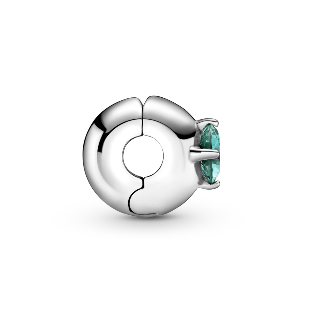 Sterling silver clip with marine green crystal and silicone grip