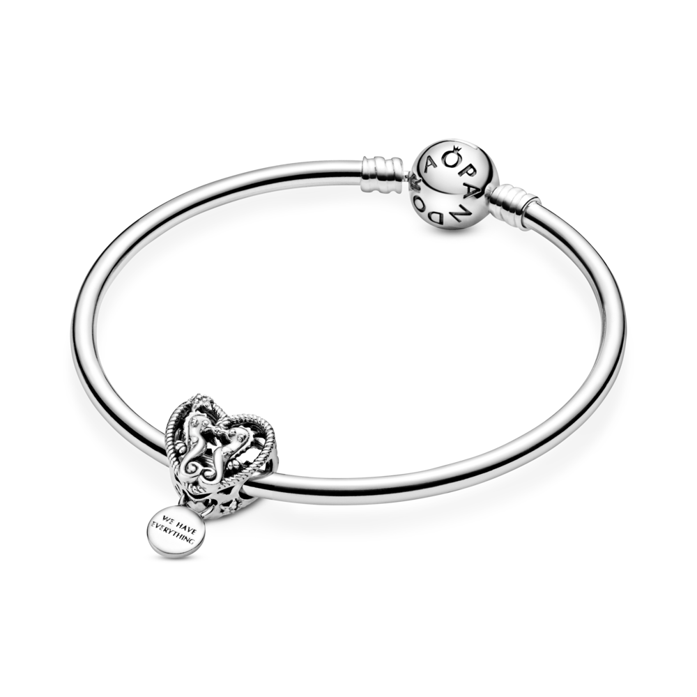 Seahorse heart sterling silver charm