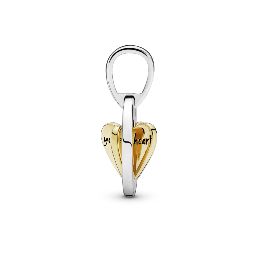 Spinning heart 14k gold-plated and silver dangle